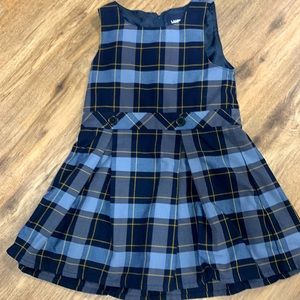 Lands End School Uniform Girls Plaid Jumper Classic Navy Plaid Size 6